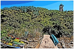 Kayaks by Faulkner's Island Light Tower -Digi Paint